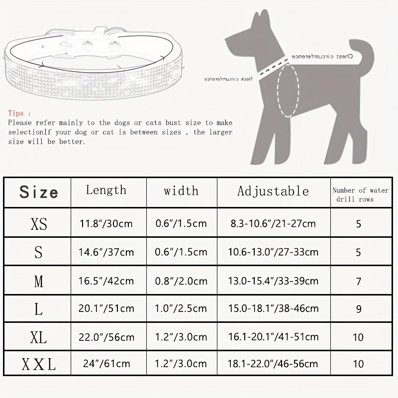 Adjustable Leather Dog Collar with Rhinestones – Strong and Durable