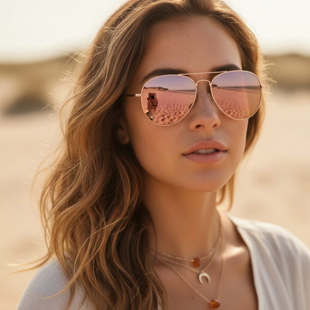 Aviator Sunglasses with UV400 Protective Mirrored Lenses and Lightweight Frame