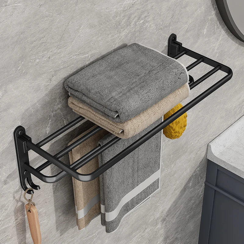 Black Folding Towel Rack