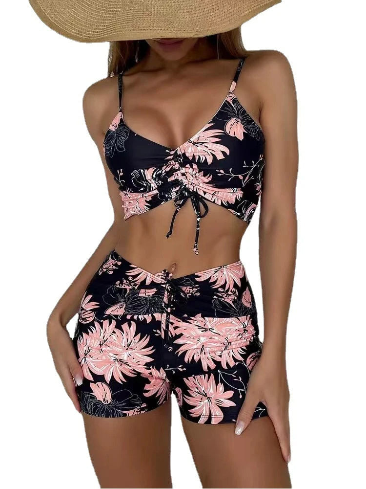 Floral Print High-Waisted Bikini with Summery Flair