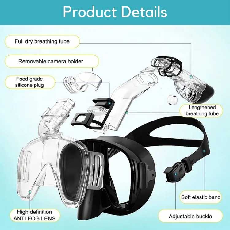 Foldable Snorkel Mask with 180° View for Watersports