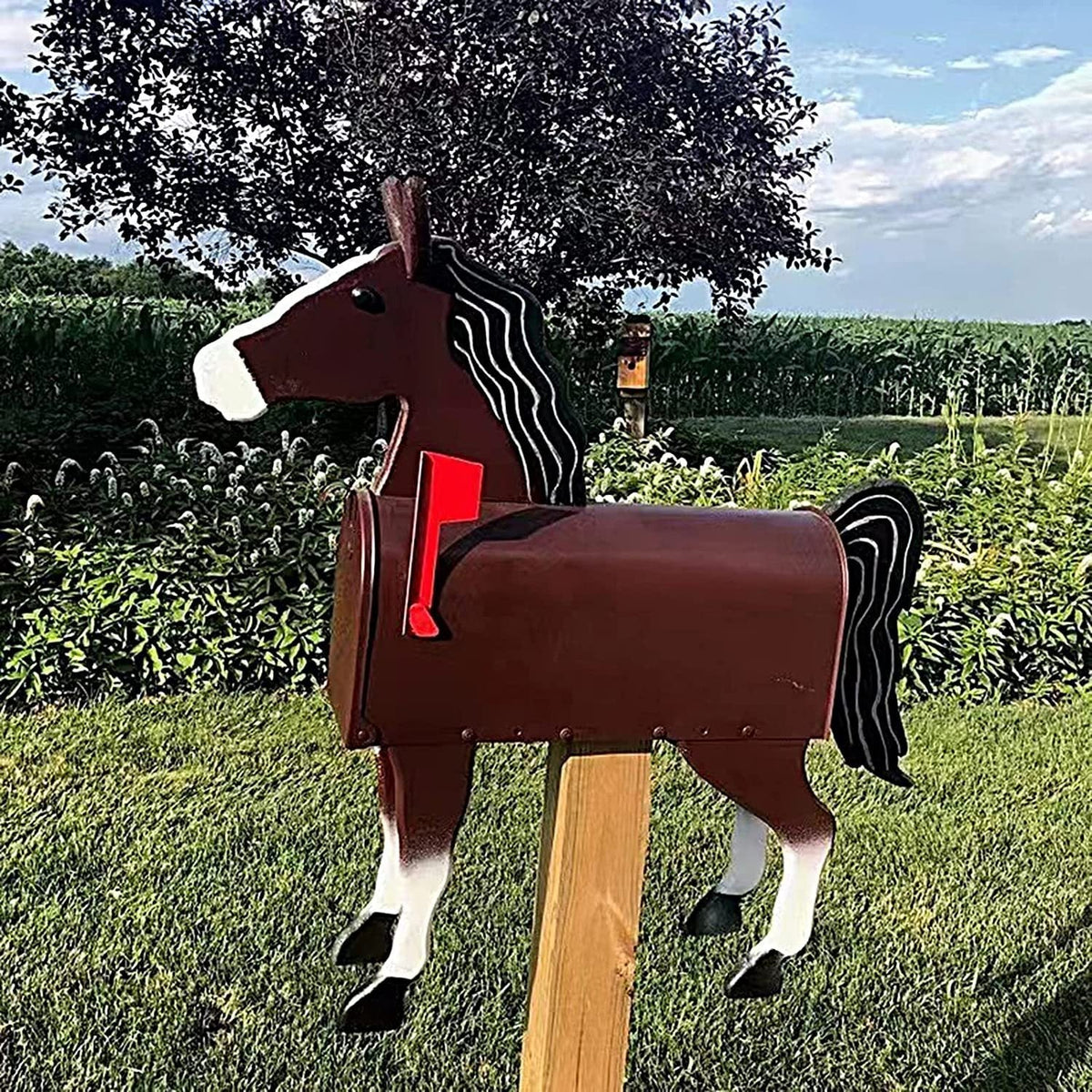 Handcrafted Mailbox with Animal Motif – Weather-Resistant Metal Garden Decor