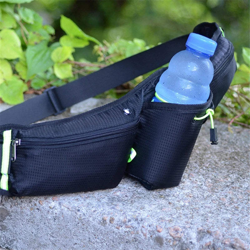 Hydration Running Belt – Waterproof Waist Pack with Bottle Holder and Storage Pockets