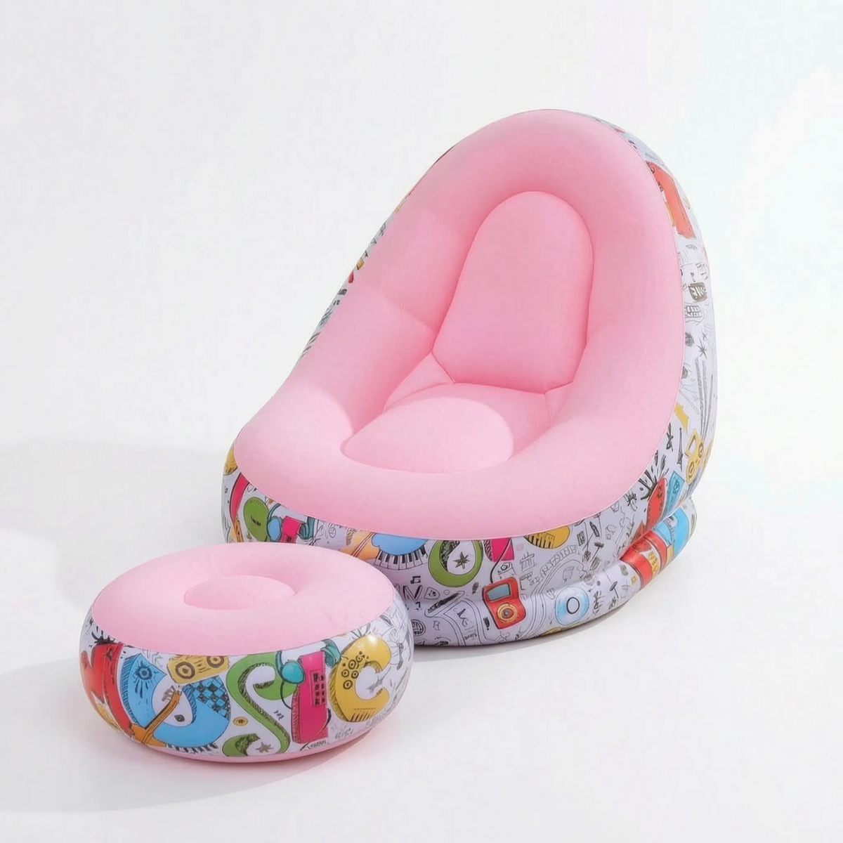 Inflatable Lounge Chair with Footrest Ottoman