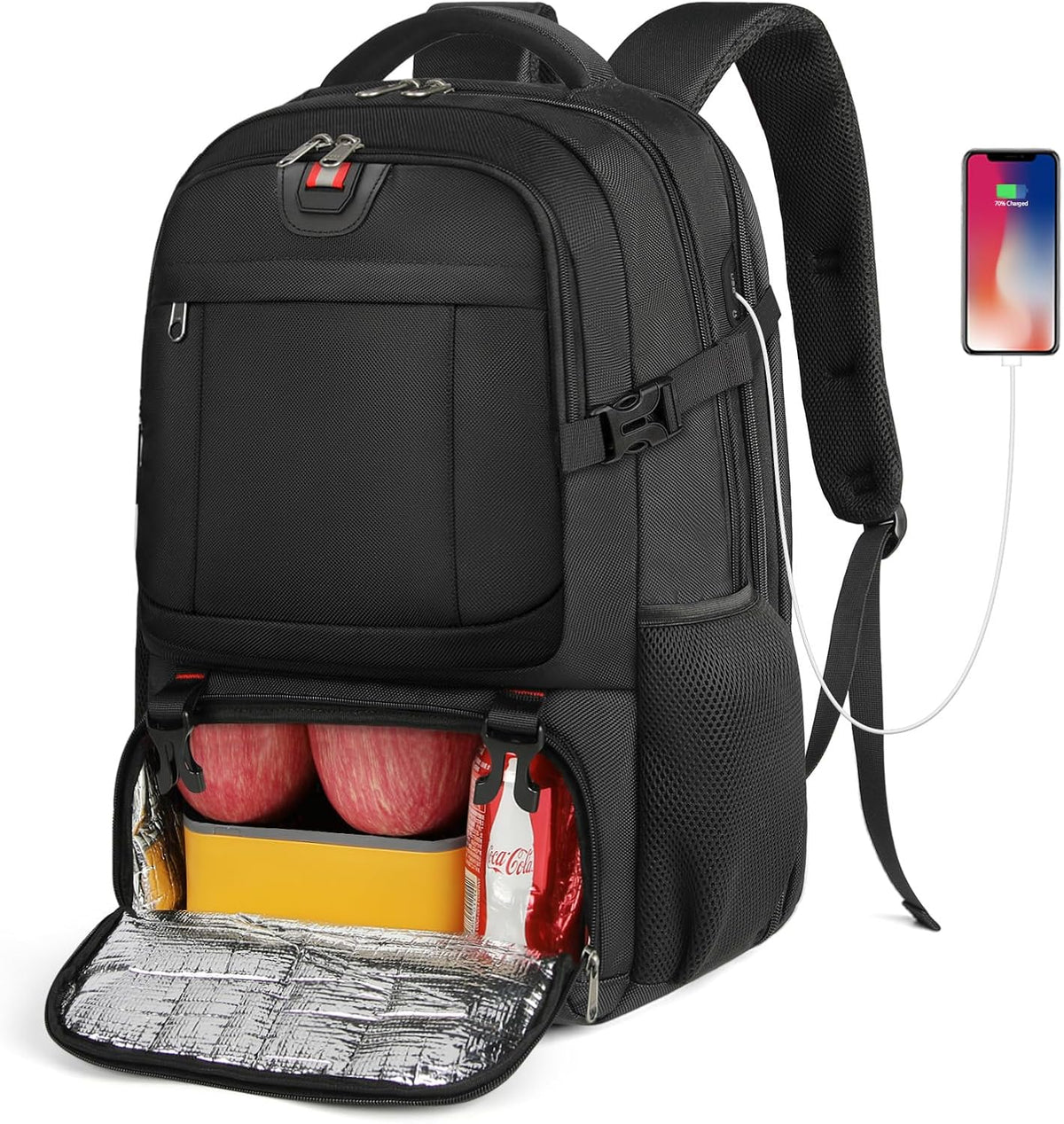 Large Laptop Backpack with Insulated Cooler Compartment and USB Charging Port