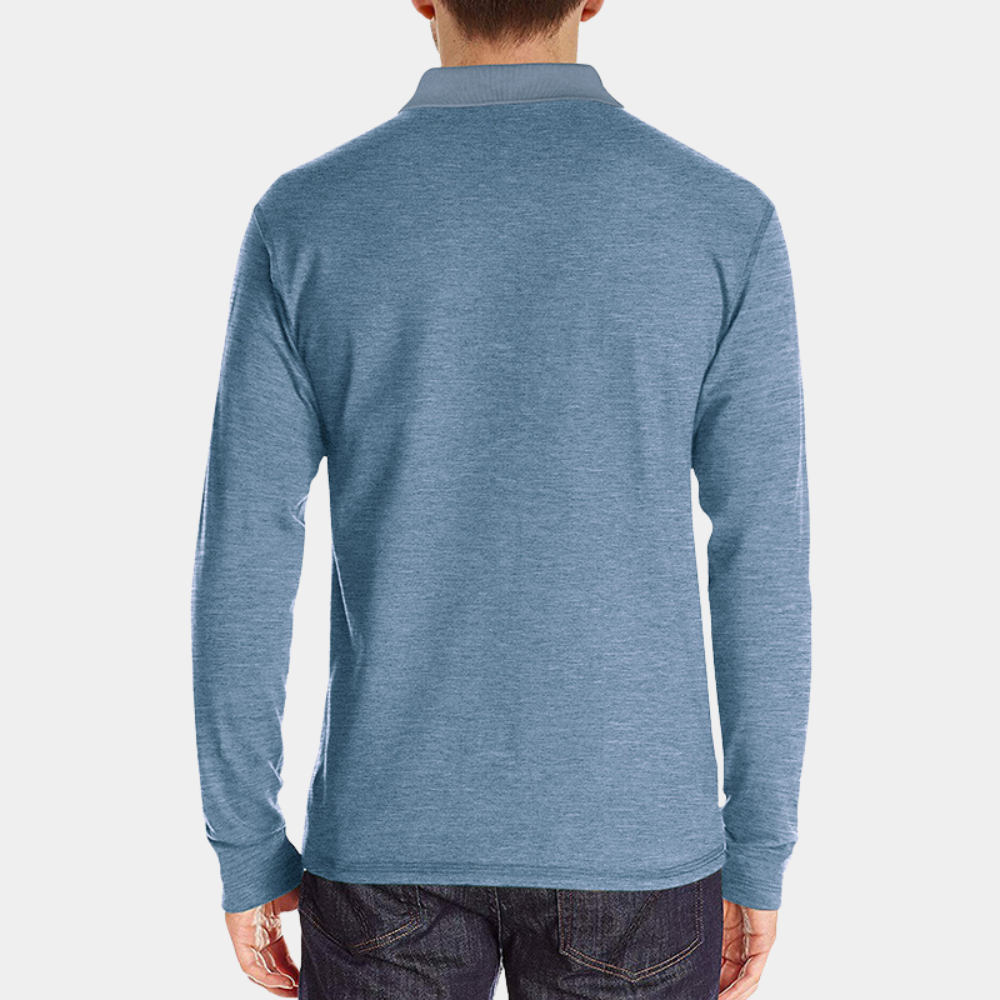 Men's Long Sleeve Polo Shirt with Chest Pocket