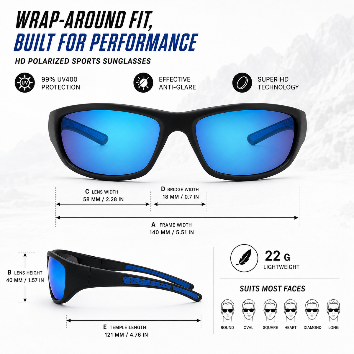Men's Wrap-Around Sports Sunglasses