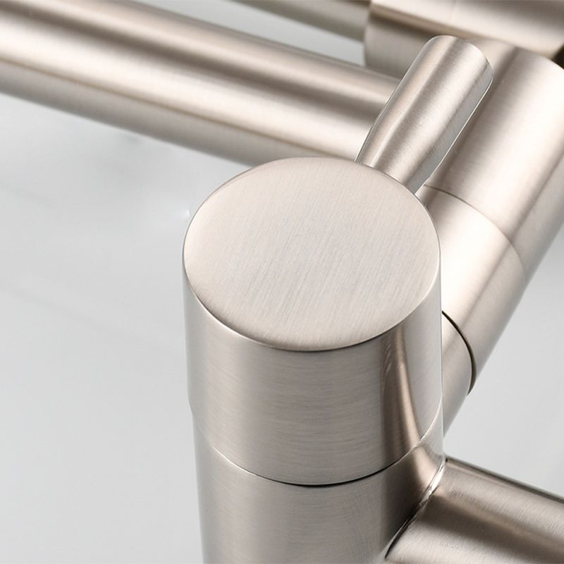 Modern Single-Handle Wall-Mounted Pot Filler Faucet with Pull-Out Spout, Low-Profile 1-Hole