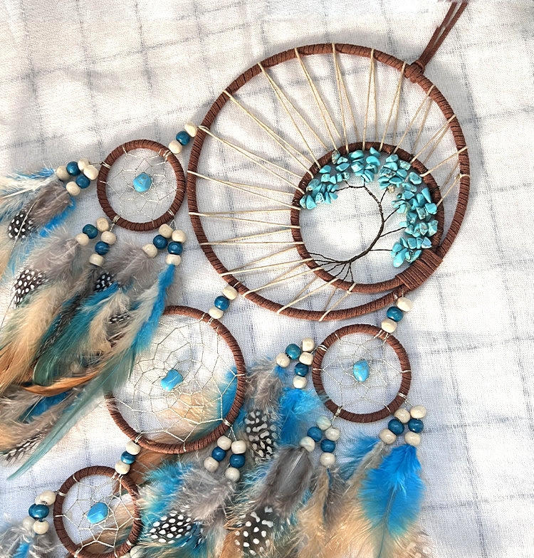 Natural Turquoise Crystal Dream Catcher – Elegant Bedroom Decor