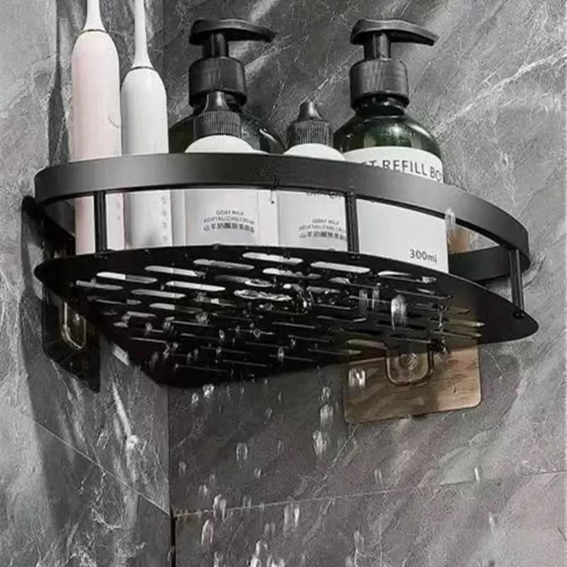 No-Drill Aluminum Bathroom Corner Shelf