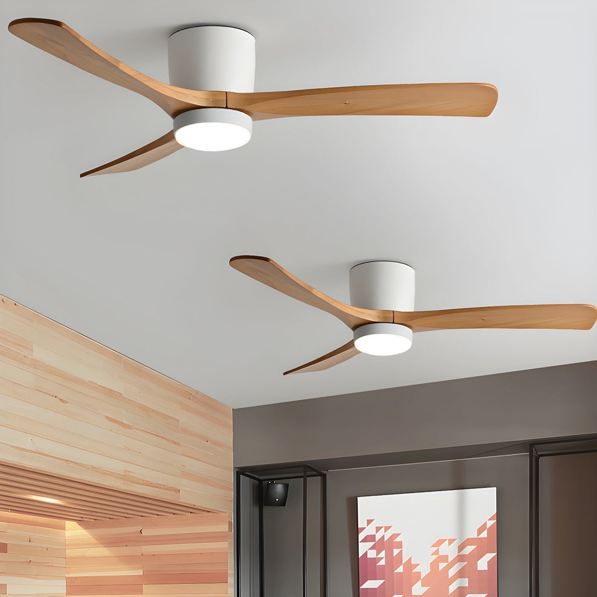 Nordic Wooden Ceiling Fan with LED Light and Remote Control