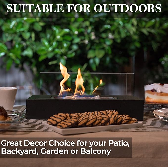 Portable Tabletop Fire Pit with S'mores Maker Kit - Indoor & Outdoor Mini Fireplace