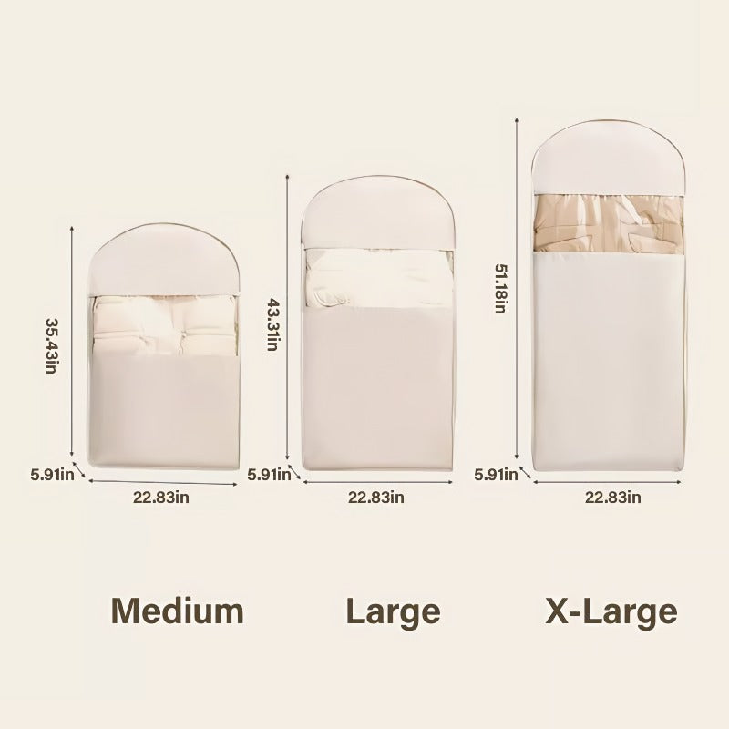 Space-Saving Hanging Garment Bag with Self-Compressing Zipper