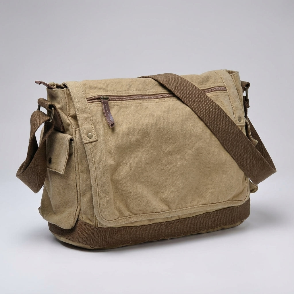 Spacious Vintage-Style Messenger Bag