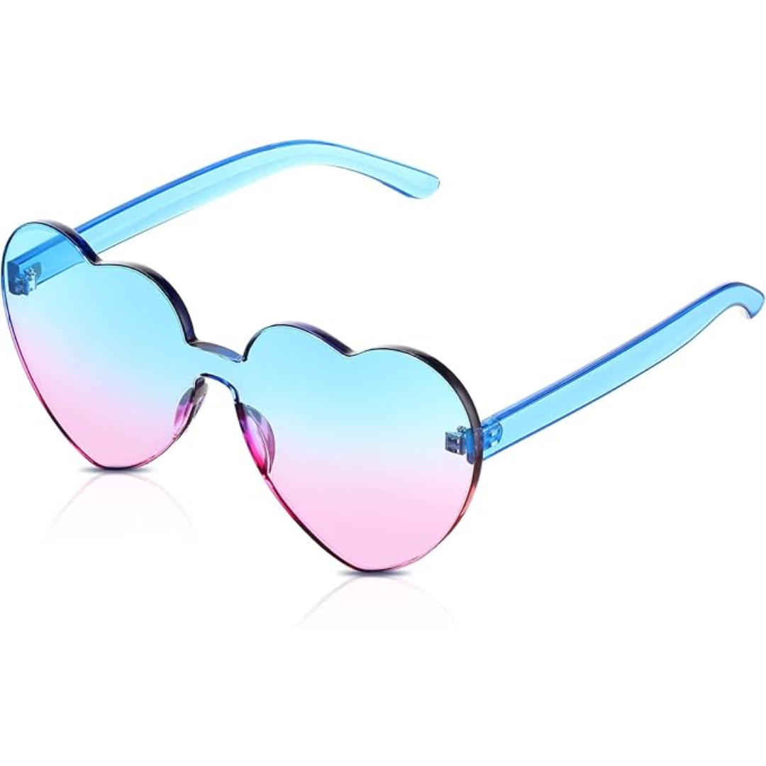 Trendy Rimless Heart Sunglasses with Transparent Look