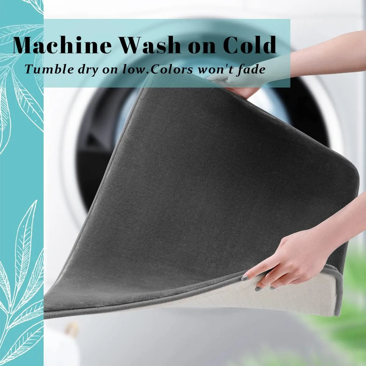 Ultra-Absorbent Cushioned Soft Velvet Non-Slip Bath Mat