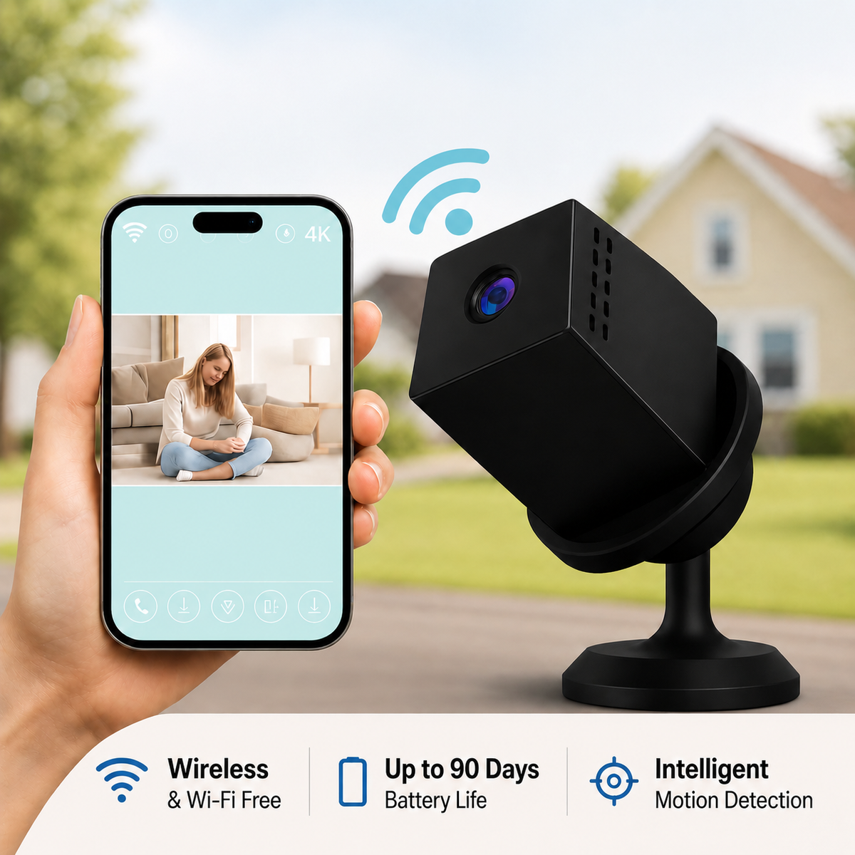 Wireless Security Camera with Solar & Battery Power and Colour Night Vision