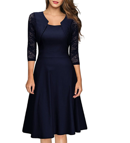 Women's A-Line Midi Dress with Bolero