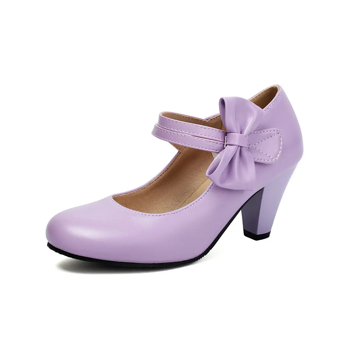 Women's Bow Accent Block Heel Pumps
