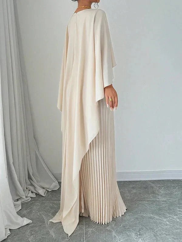 Women's Cape Overlay Pleated Maxi Dress