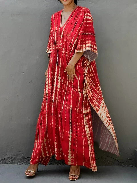 Women's Casual Boho Green Kaftan Maxi Dress