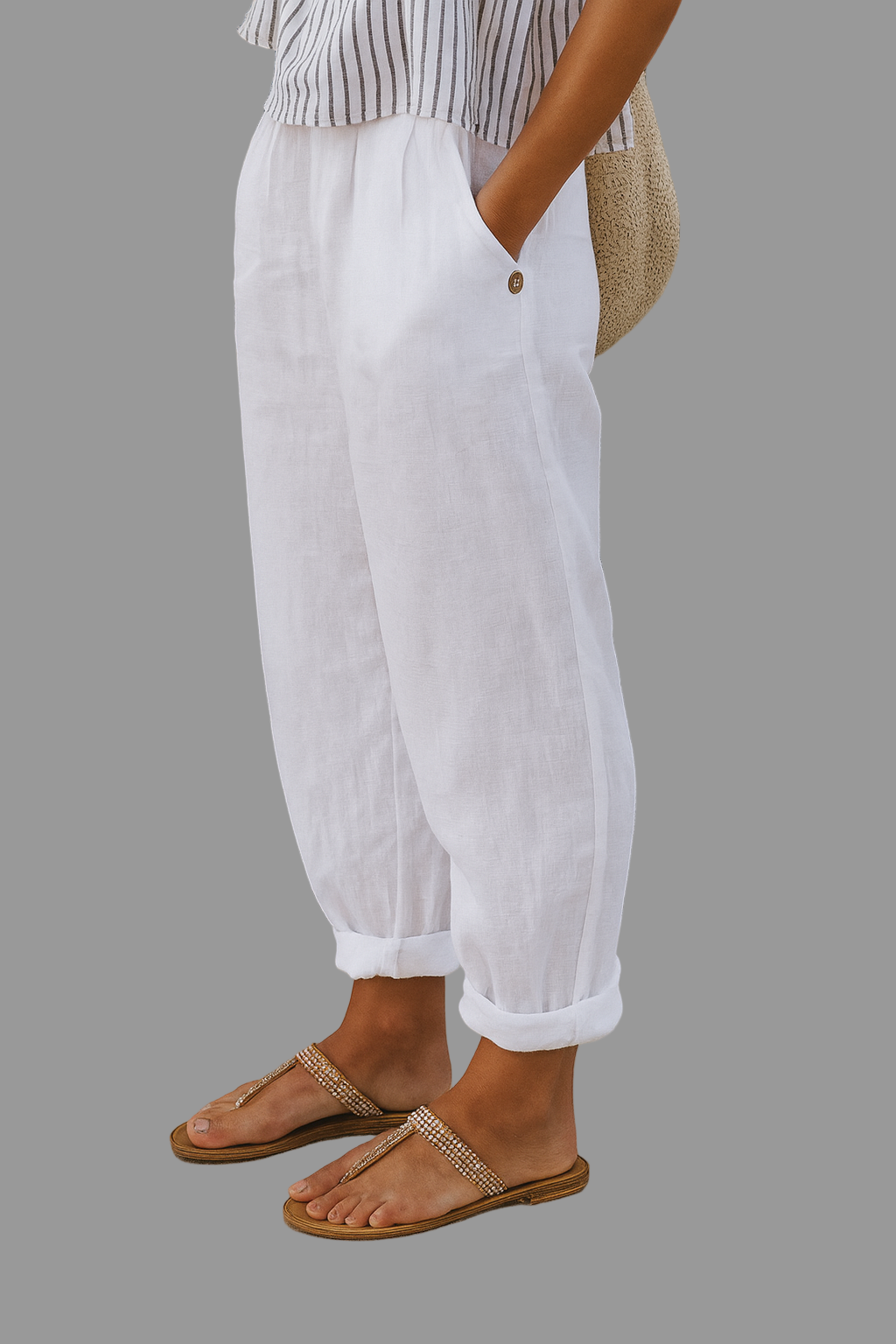Women's Casual Solid Relaxed Fit Pants with Pockets