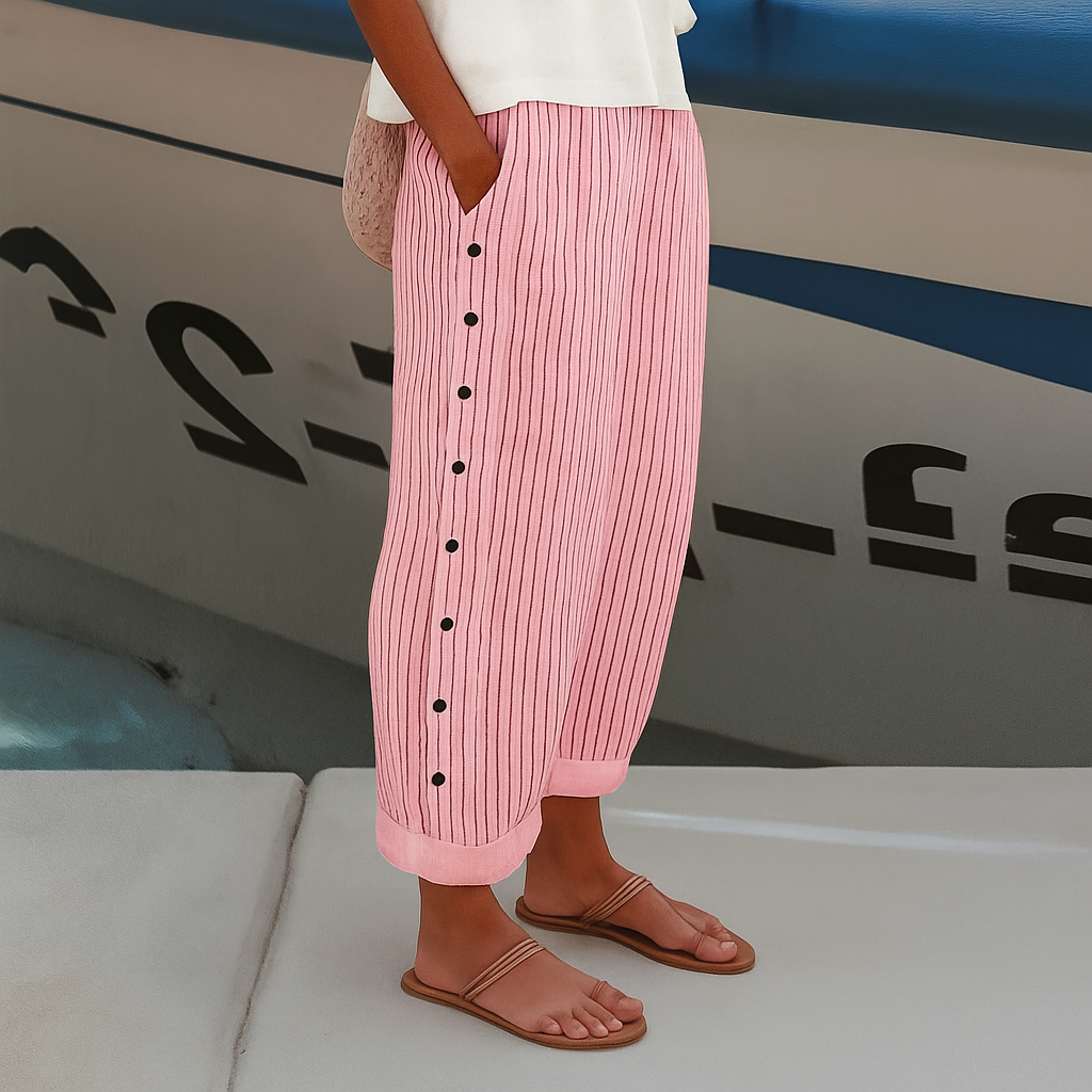 Women's High-Waisted Striped Pants