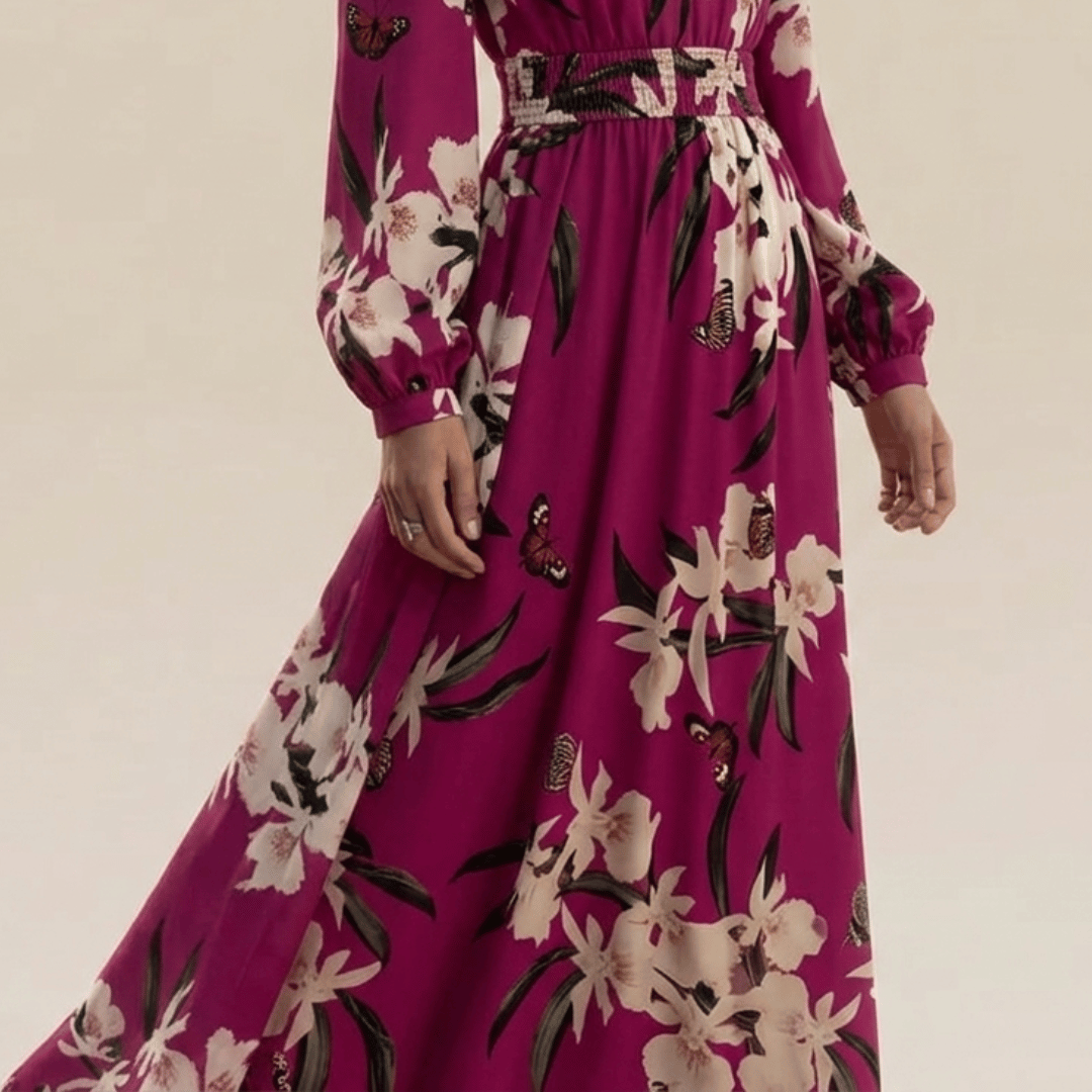Women's Long-Sleeve Floral Maxi Dress