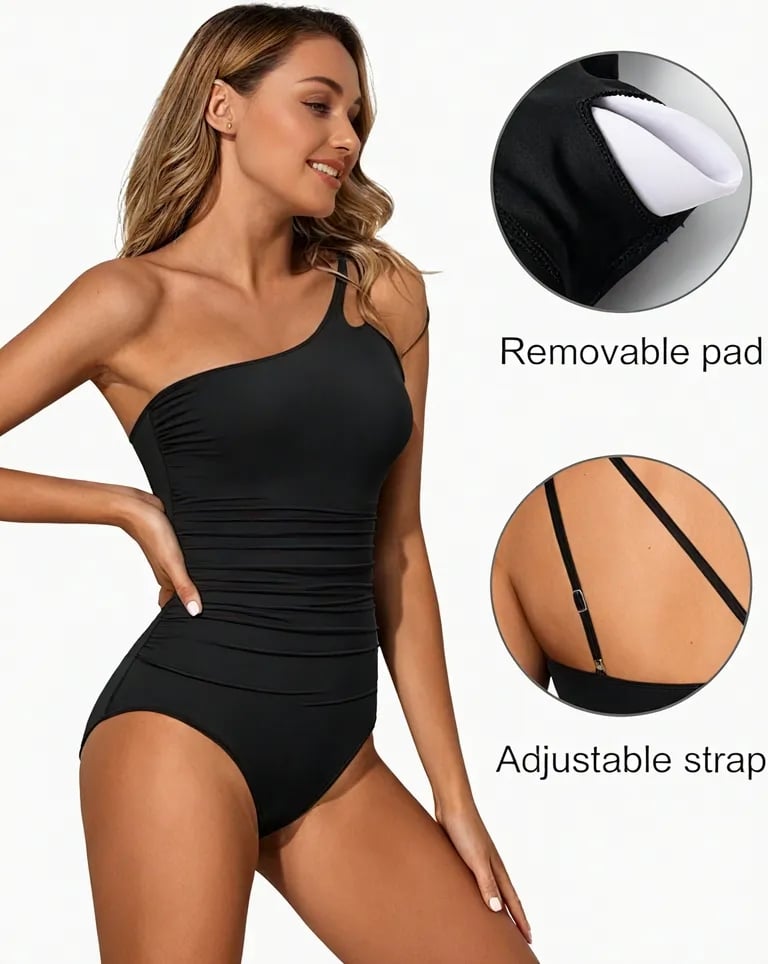 Women's One-Shoulder Tummy Control Swimsuit