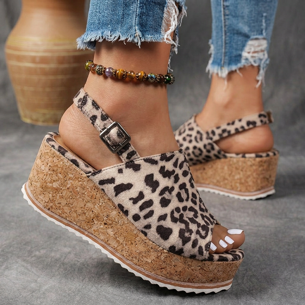 Women's Orthopedic Platform Wedge Sandals with Buckle Strap