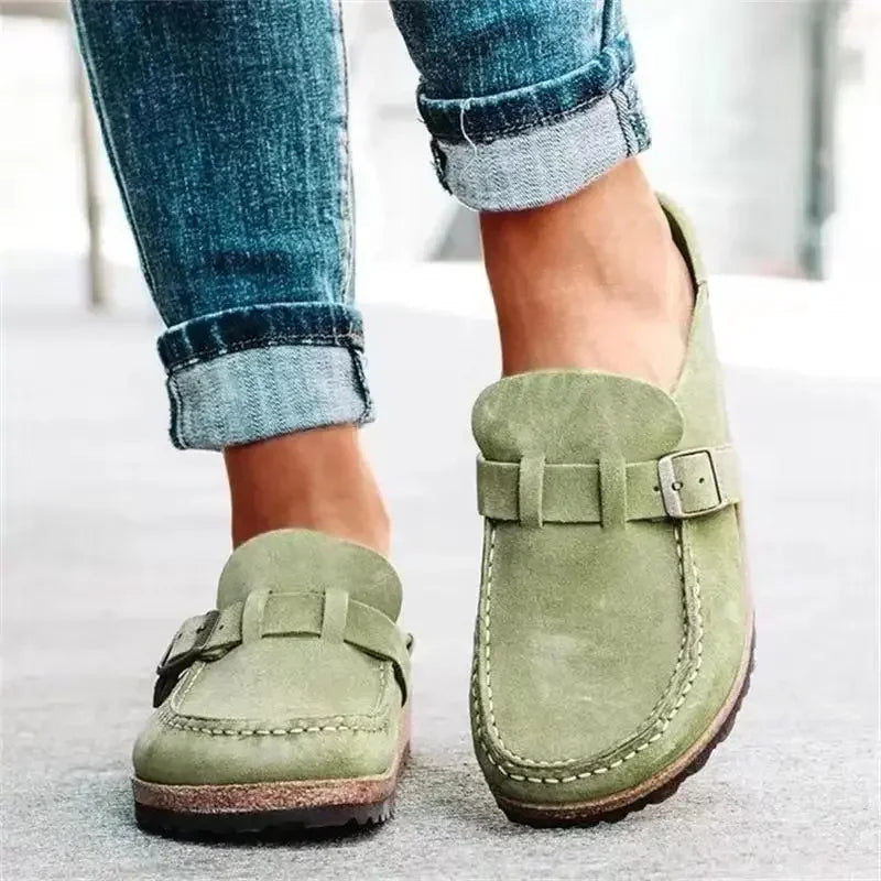 Women's Retro Buckle Flat Mules