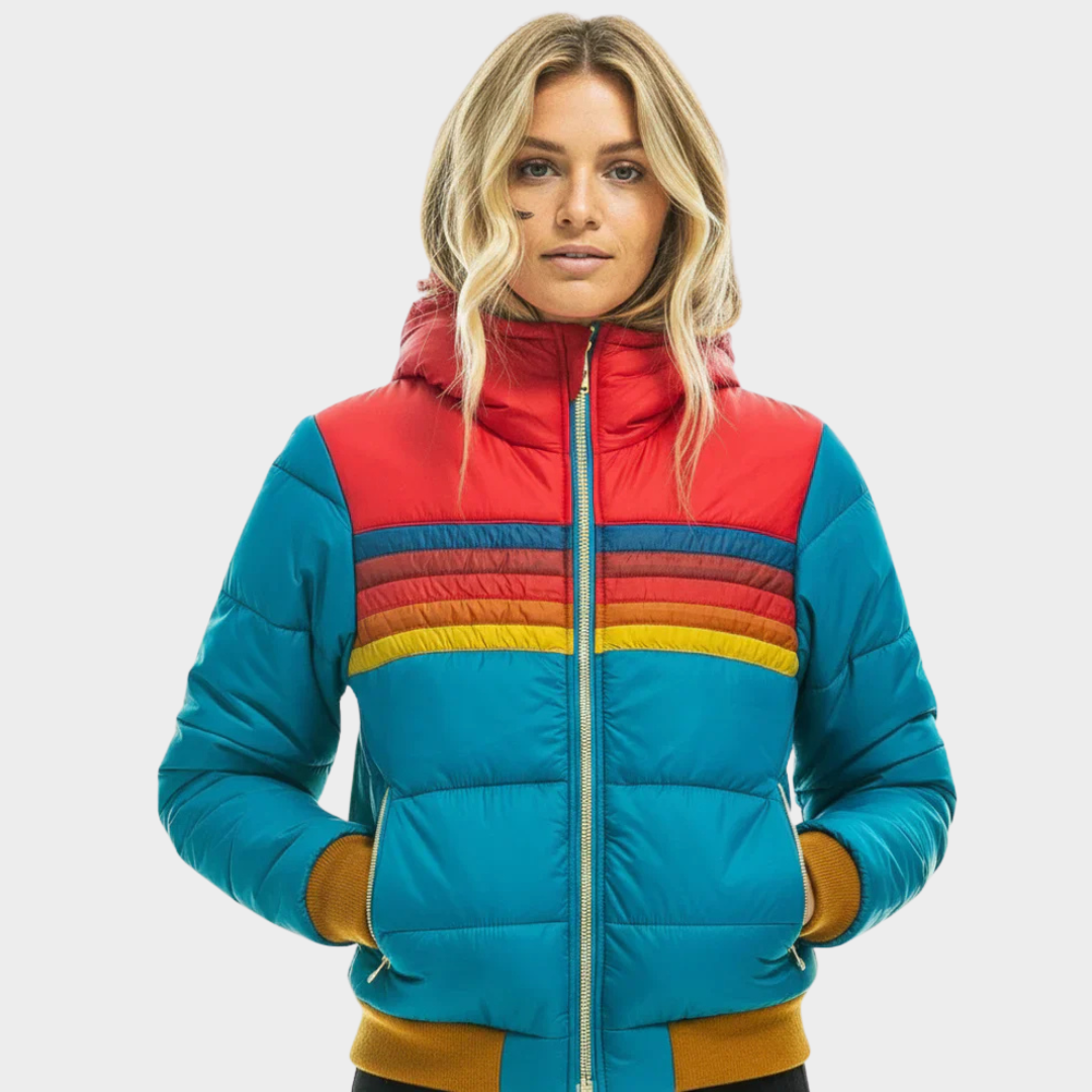Women's Retro Multicoloured Quilted Jacket