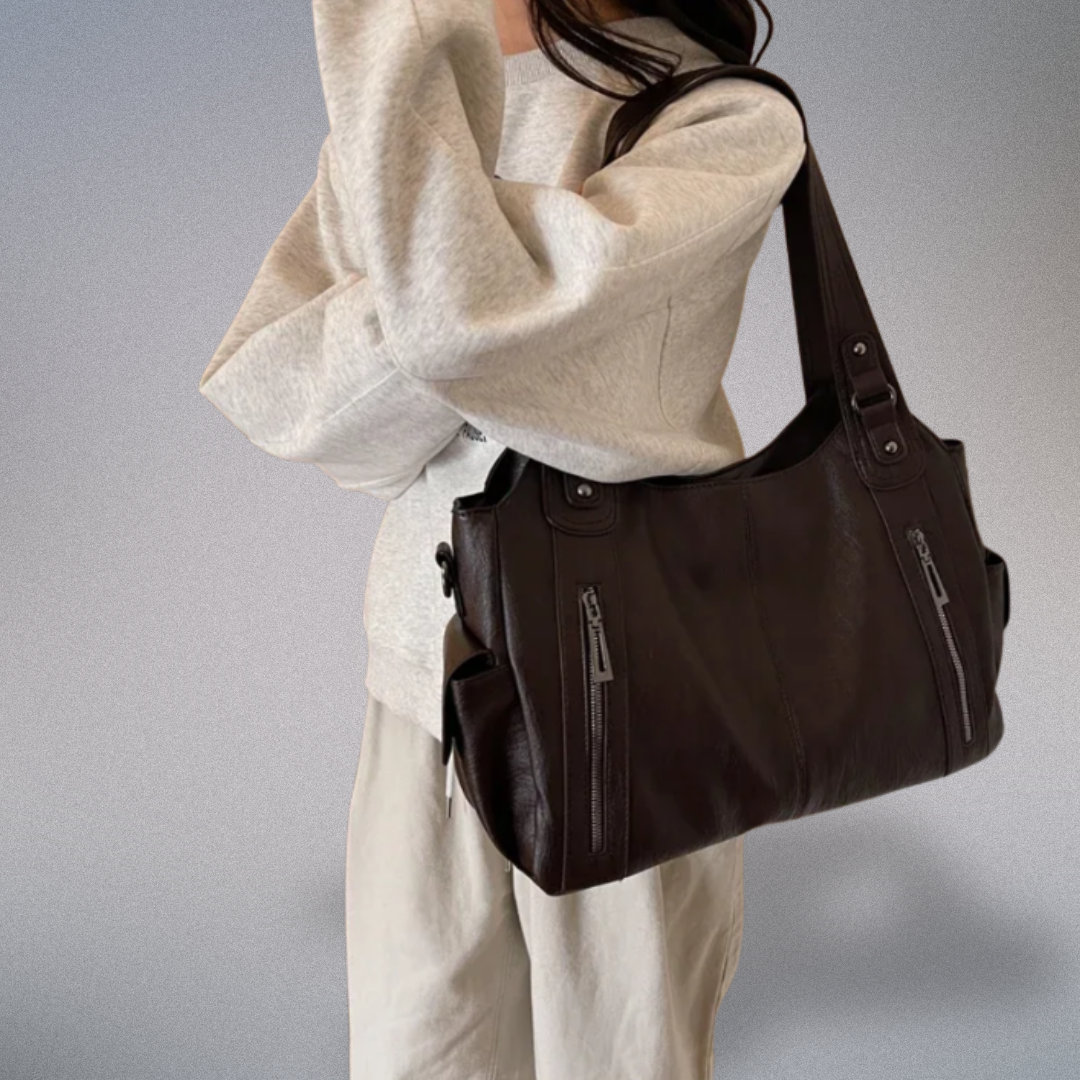 Women's Shoulder Bag with Metal Accents