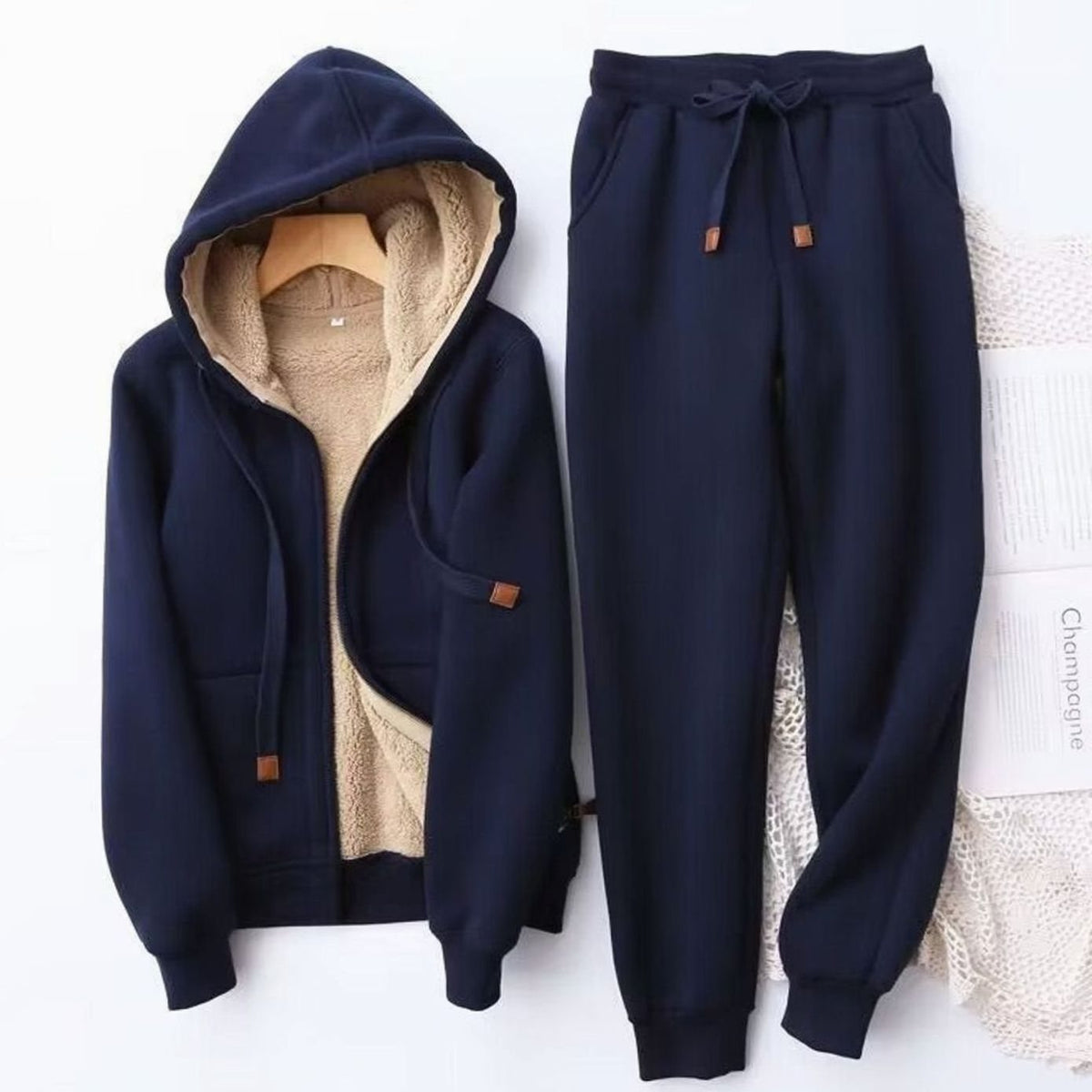 Women's Winter Zip-Up Hooded Tracksuit