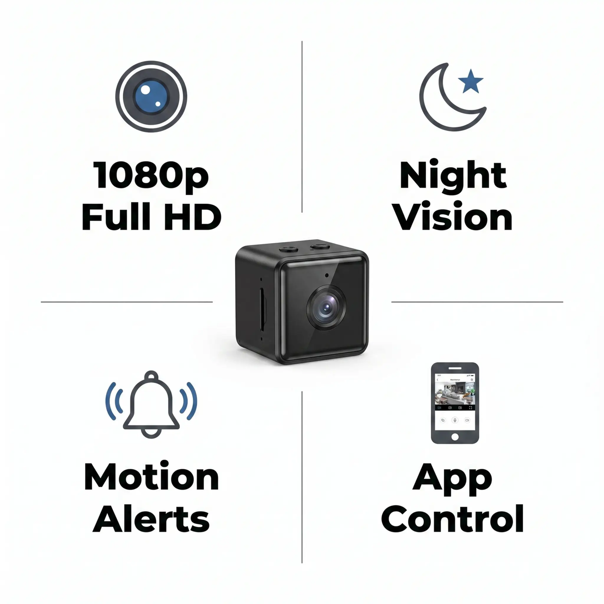 1080P Wireless WiFi Security Camera - Weather-Resistant, App-Controlled Indoor & Outdoor Small CCTV Surveillance Camera