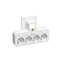 3–4 Outlet Adapter with 2x USB & 1x Type-C | 2500W | Surge Protection & Control Switch