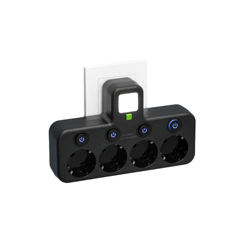 3–4 Outlet Adapter with 2x USB & 1x Type-C | 2500W | Surge Protection & Control Switch