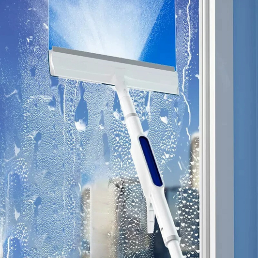 3-in-1 Rotatable Window Cleaner with Telescopic Handle and Spray Function