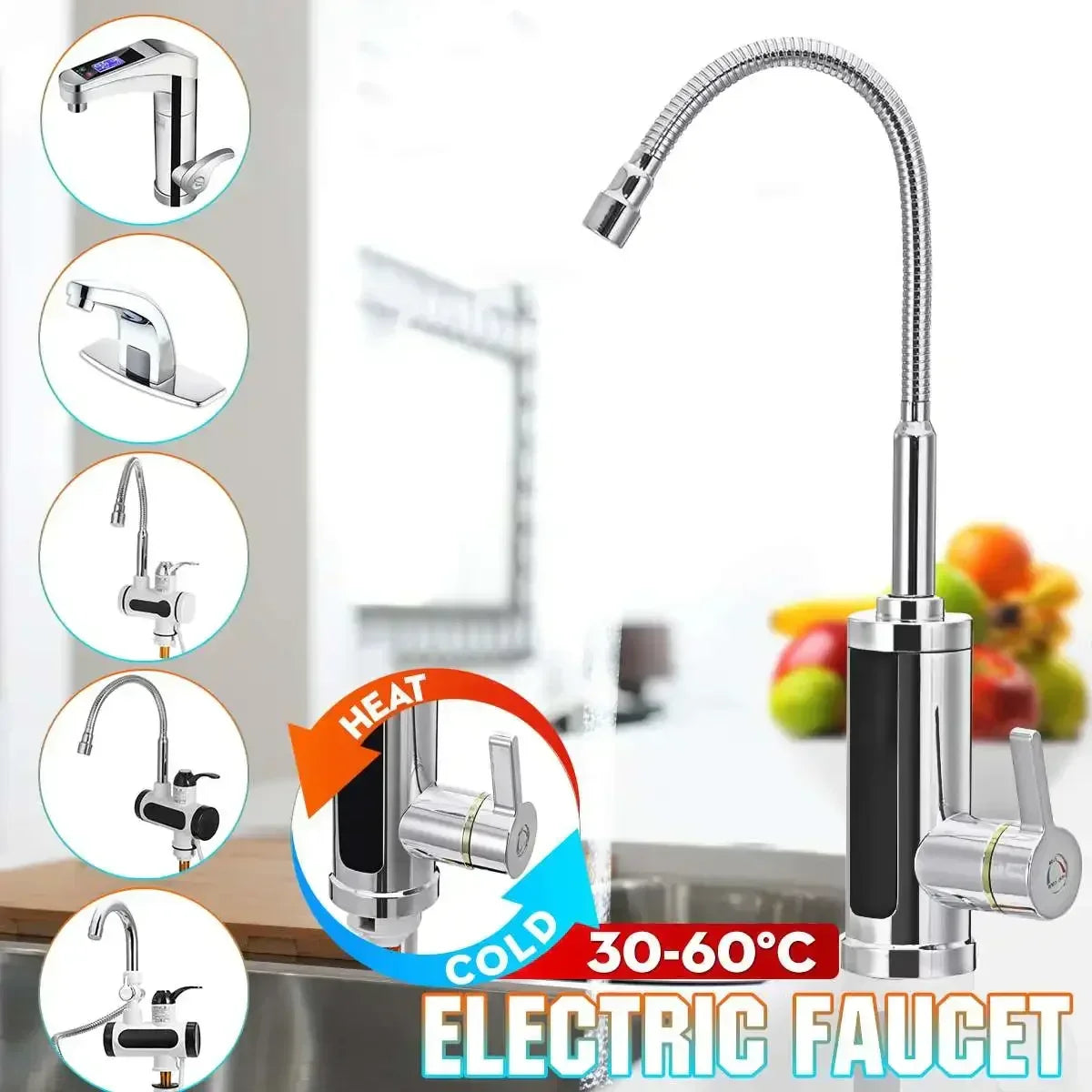 3000W Electric Instant Hot Water Kitchen Faucet Tap