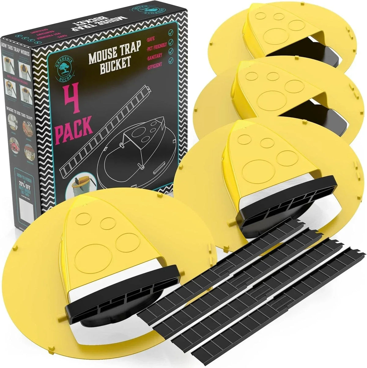 4-Pack Bucket Lid Mouse Traps