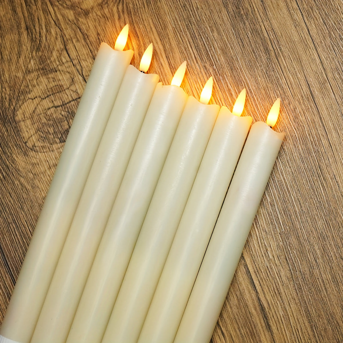 6-Pack Real Wax Flameless Taper Candles with Remote Control - Ivory White LED Candles for Table and Wedding Decoration