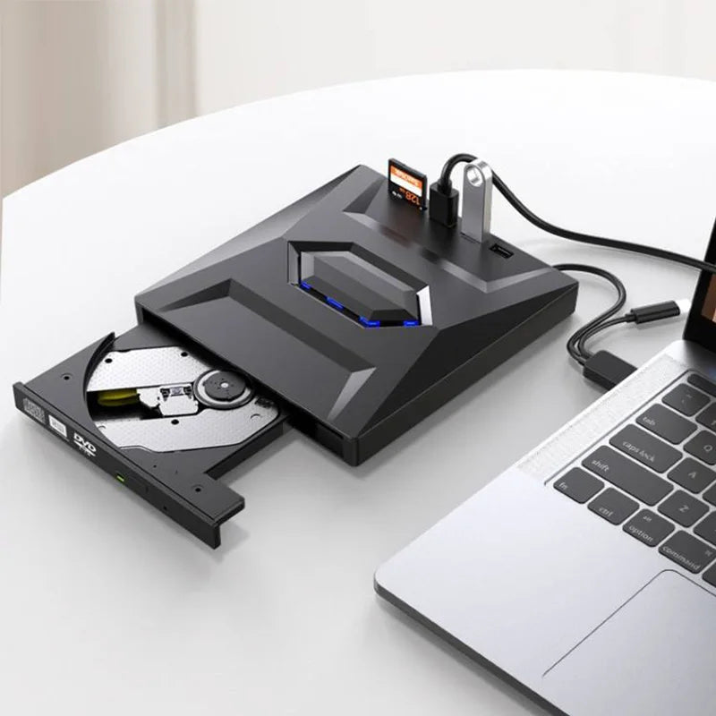7-in-1 External DVD Drive – Portable CD/DVD RW Burner with High-Speed Data Transfer