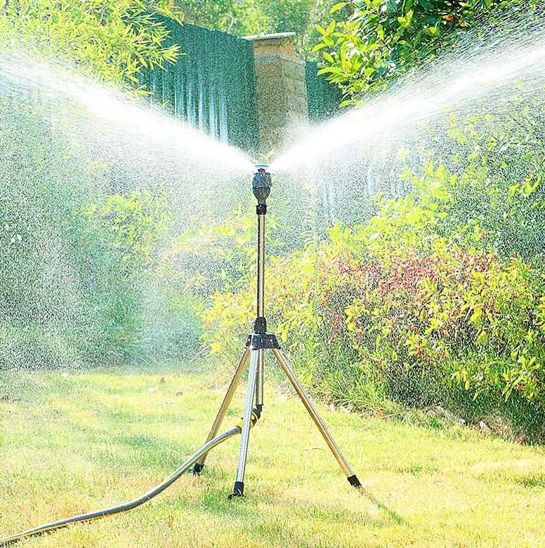 Adjustable 360° Stainless Steel Garden Sprinkler – Rotating Lawn Irrigation System