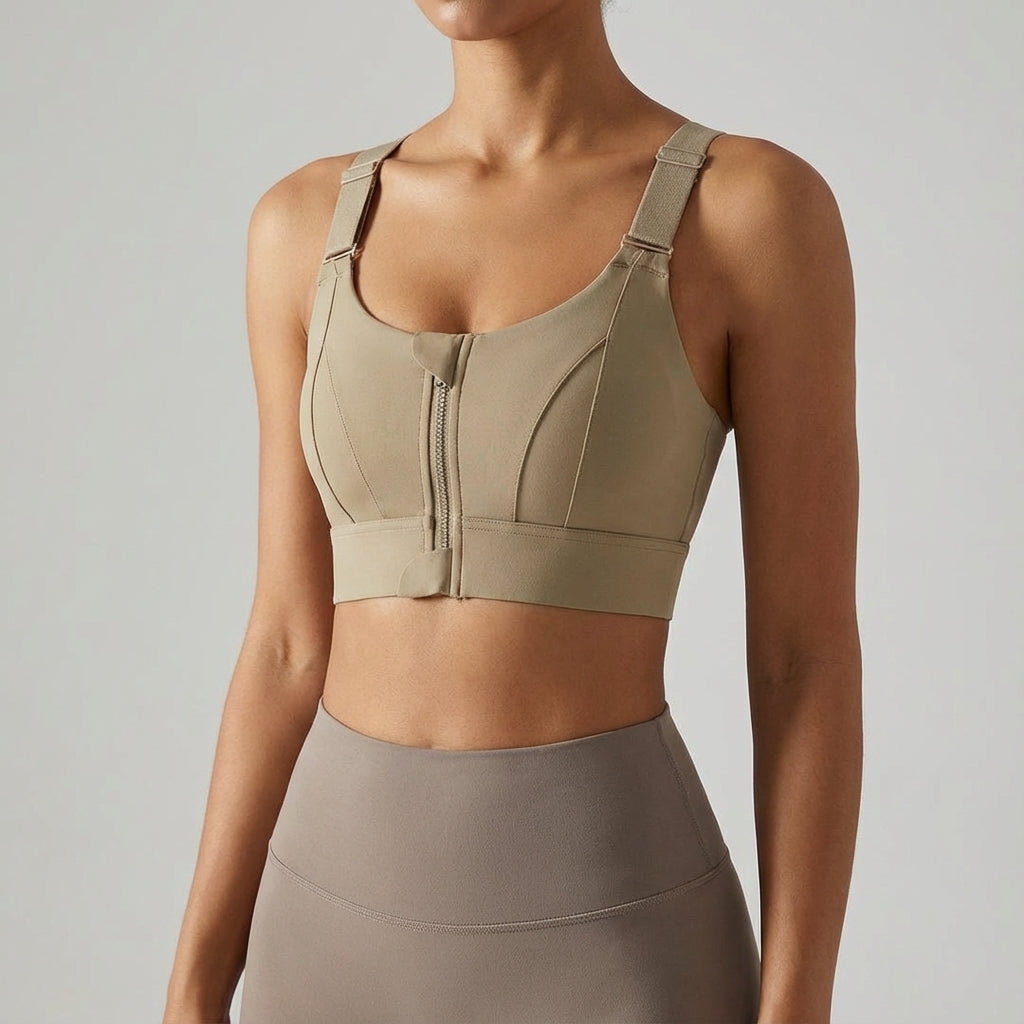 Adjustable Zip-Front Sports Bra