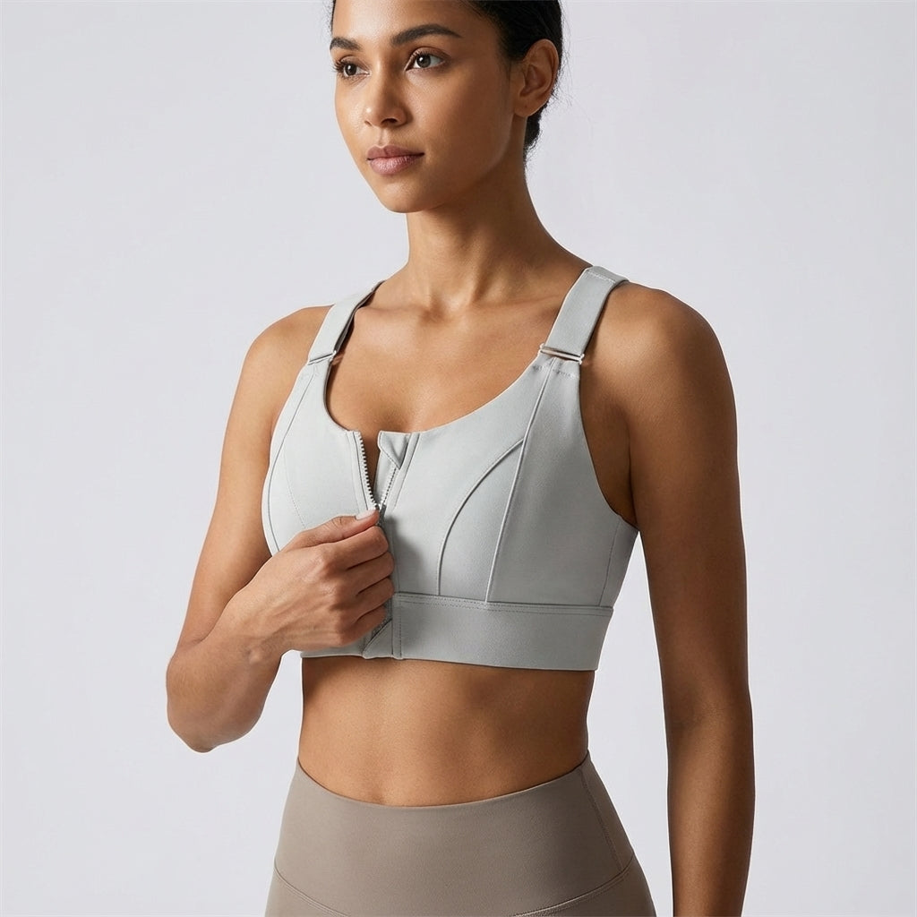 Adjustable Zip-Front Sports Bra