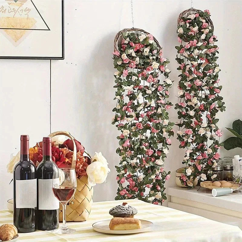 Artificial Silk Rose Garland — 6 Colors, for Weddings and Celebrations