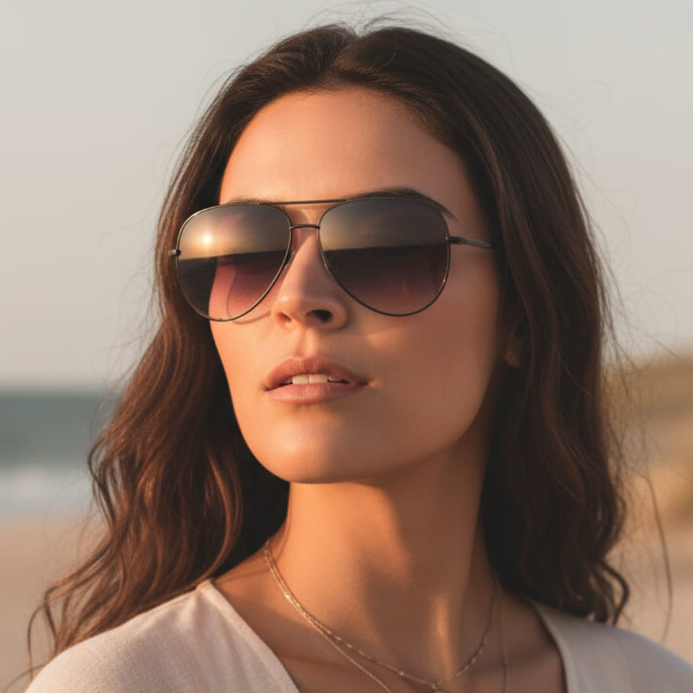 Aviator Sunglasses with UV400 Protective Mirrored Lenses and Lightweight Frame