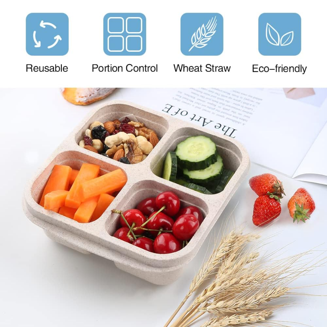 Bento-Style 4-Compartment Meal Prep Boxes (4-Pack)