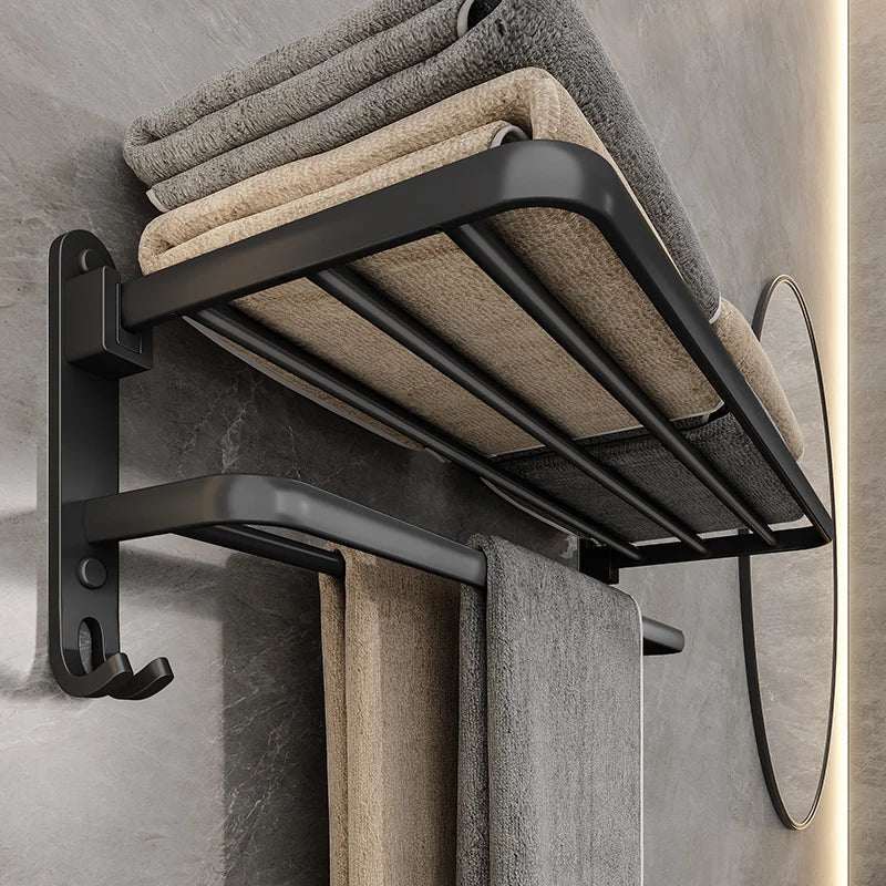 Black Folding Towel Rack