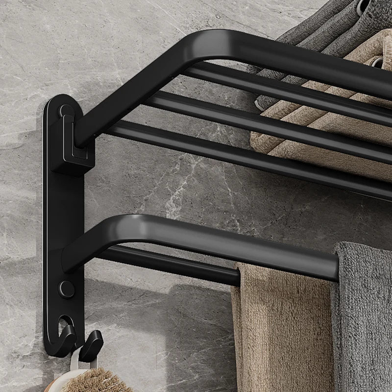 Black Folding Towel Rack